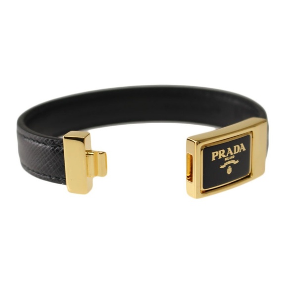 Prada Jewelry - Prada Saffiano Leather Logo Cuff Bracelet Prada Jewelry - Prada Saffiano Leather Logo Cuff Bracelet